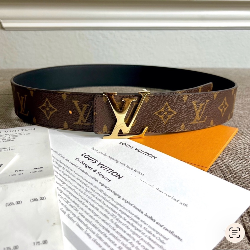 Louis Vuitton Initiales reversible belt Gold and Brown Monogram Belt